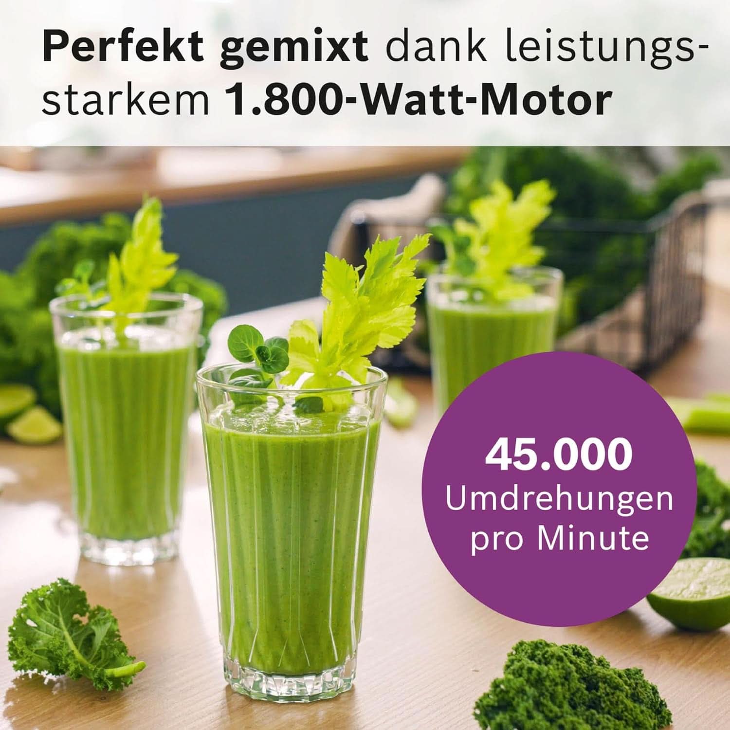 Highspeed-Standmixer Vitapower Serie 6 MMBD665B1, 45.000 U/Min, 6 Programme Inkl Heiße Suppe & Reinigung, 2 L Mixbehälter, Stopfer, Spülmaschinenfeste Teile, Made in Europe, 1800W, Schwarz Bucatarie Naty Shop