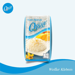 Q RICE | Weißer Klebreis Langkorn aus Thailand | Aromatisch mit klebriger Textur | Ideal für Currys, Sushi, Mochi oder Reispudding | 1 x 1 kg