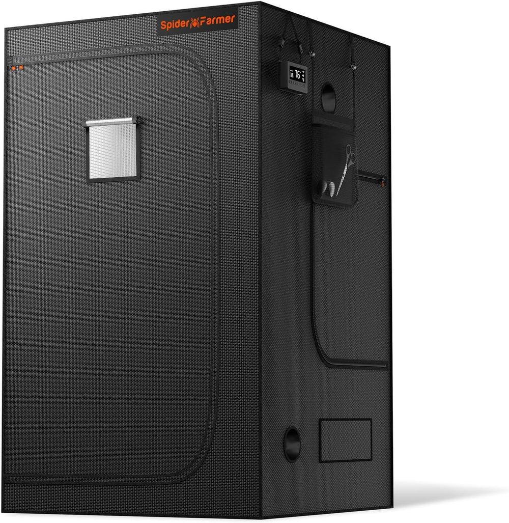 Cort de creștere Spider Farmer Pro 70x140x200 cm, cu ușă rulantă, fereastră de observare, panou de podea detașabil, material textil Mylar 2000D, pentru cultivare hidroponică în interior cu SF4000, G4500, SE4500