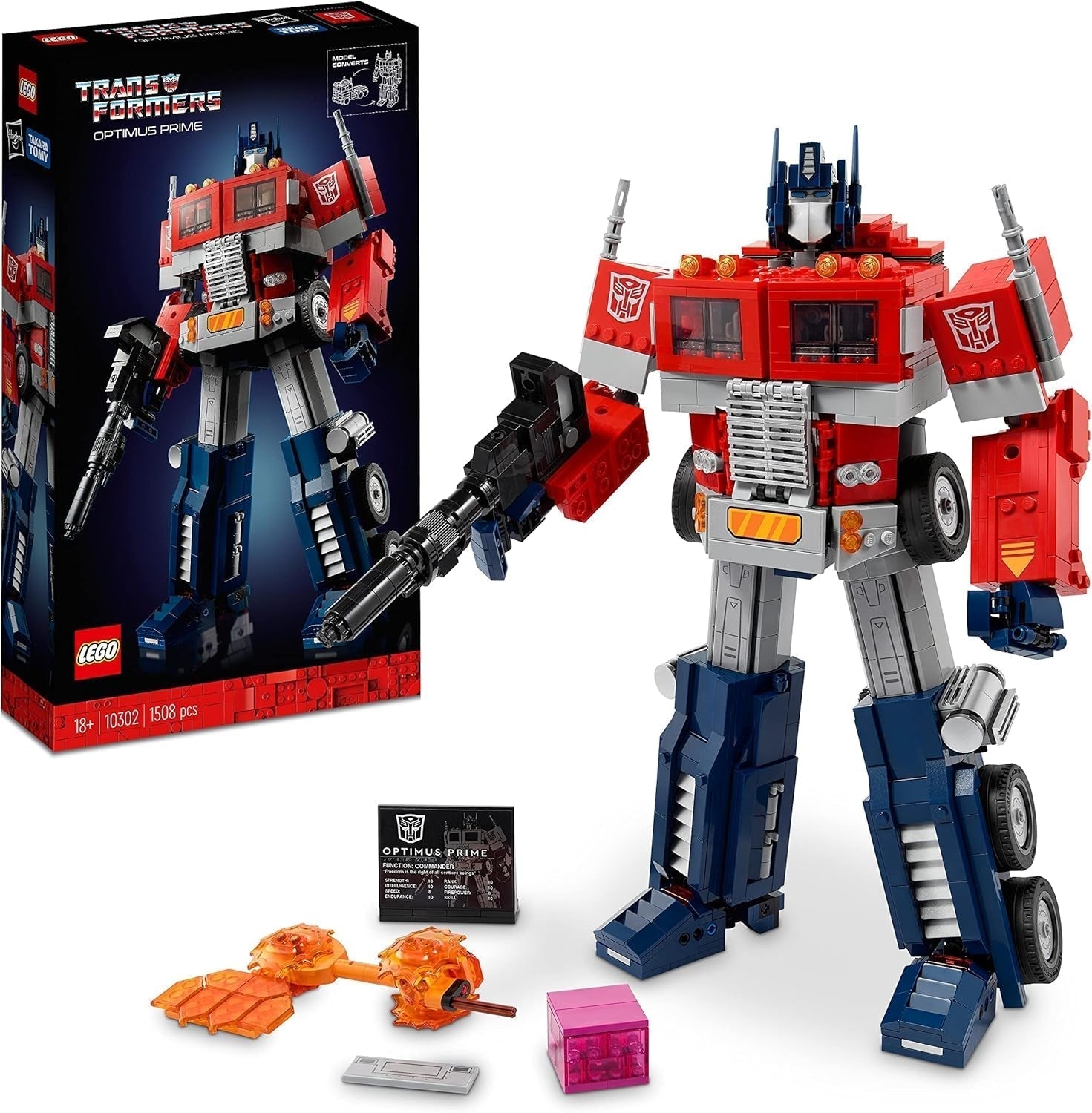 LEGO 10302 Icons Optimus Prime Set, 2In1 Robot Figura și camion Model, Transformers Toy Model Kit pentru adulți, Ziua de naștere sau Crăciun cadou pentru bărbați, femei, ea și el Seturi de constructie Besuche den LEGO-Store Pat de o persoană