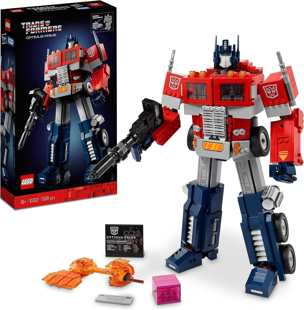 LEGO 10302 Icons Optimus Prime Set, 2In1 Robot Figura și camion Model, Transformers Toy Model Kit pentru adulți, Ziua de naștere sau Crăciun cadou pentru bărbați, femei, ea și el Seturi de constructie Besuche den LEGO-Store Pat de o persoană