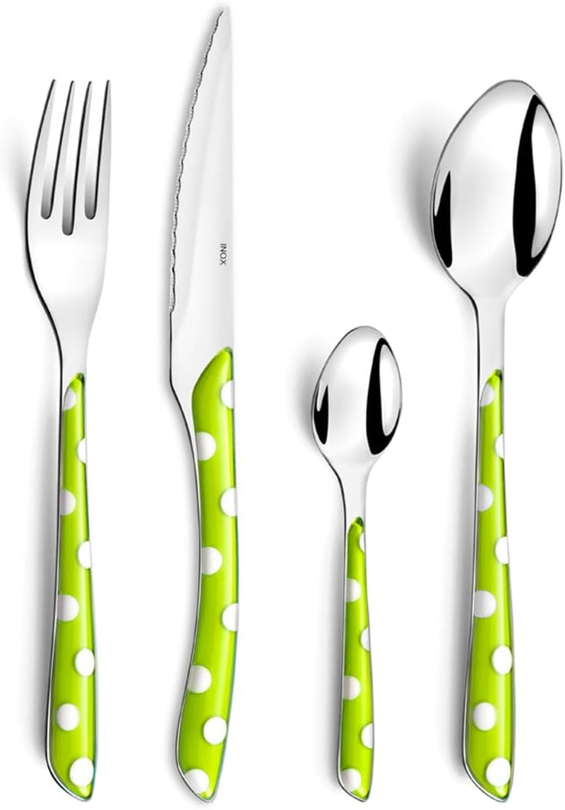 Amefa ECLAT set de tacâmuri NATURE, 24 de piese, 6 persoane Bucatarie Naty Shop Cu puncte Verde 32 de piese