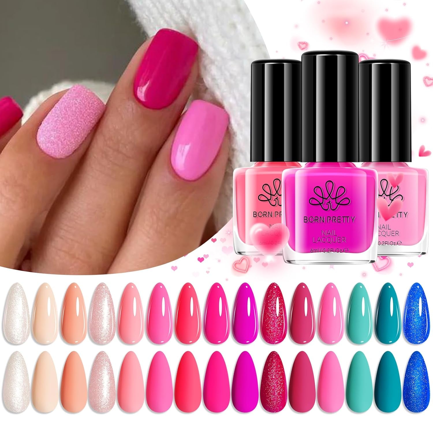 Born Pretty Oja cu Glitter, Rainbow Shining Glitter Super Shine Oja Nail Art Neagră