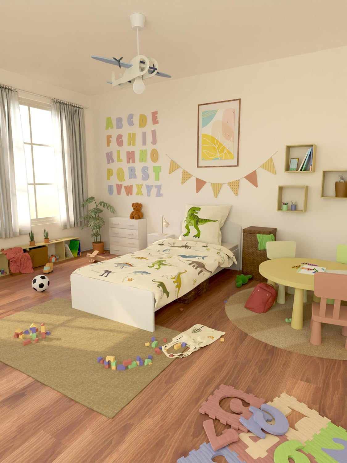 Skybrands Dino Bettwäsche 135X200 Jungen Bettwäsche Dinosaurier Baumwolle 2Tlg Kinder Bettwäsche Dinosaurier 135X200 + Beutel Naty Shop