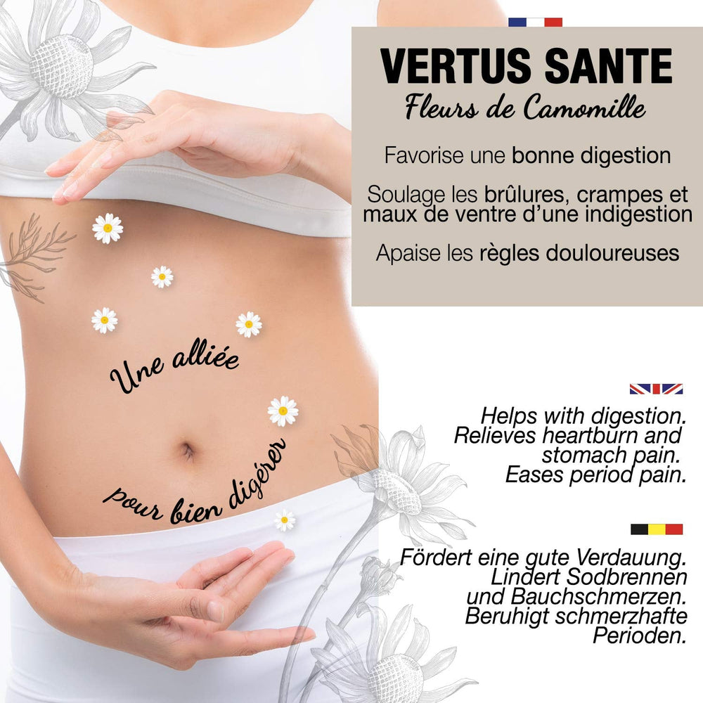 ORIGEENS Ceai organic din flori de mușețel din Europa, 100 g | Frunze de ceai vrac, ceai organic pentru somn și digestie | Mușețel german | Certificat și ambalat în Germania