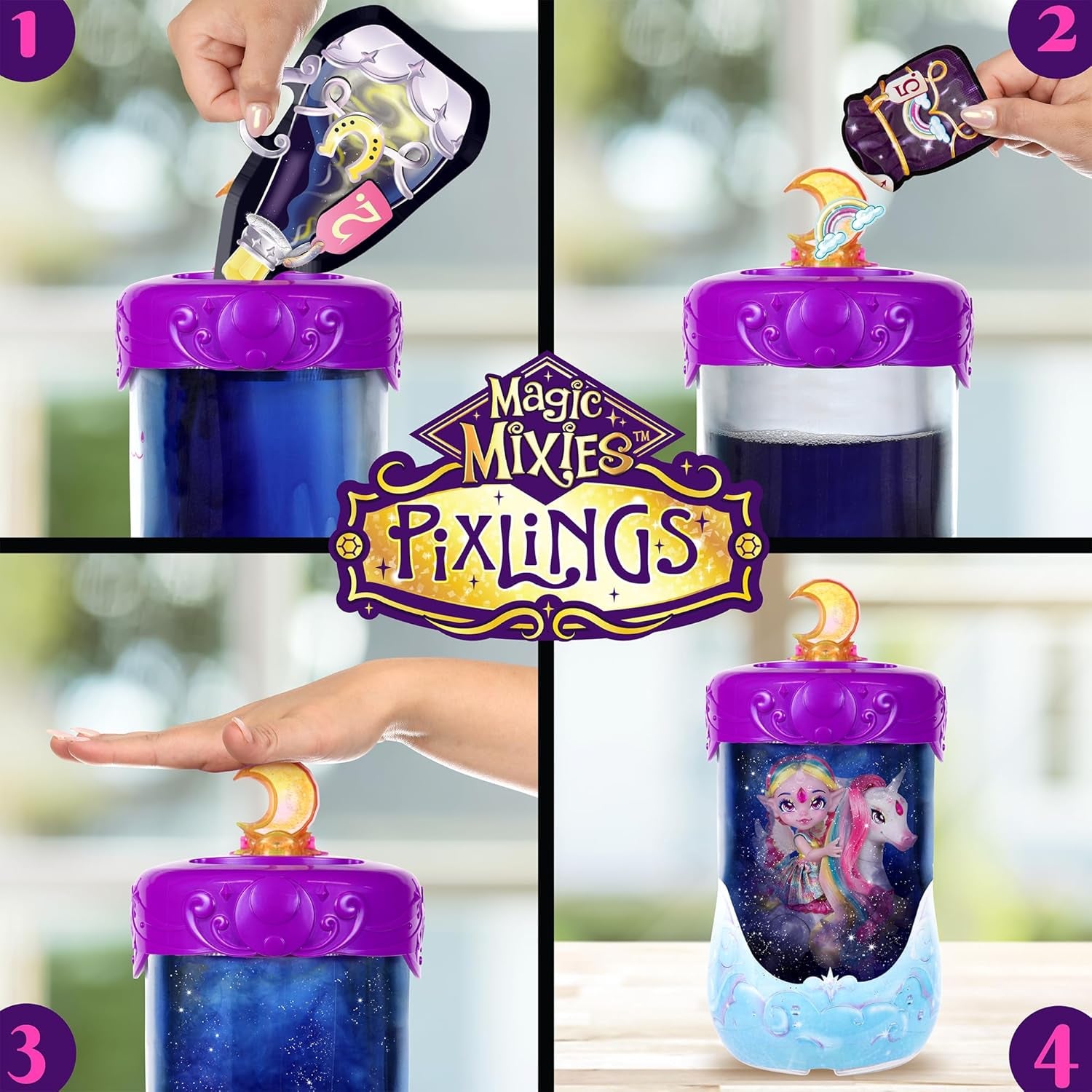 Magic Pixlings Pop + Pony Set mit Puppe und Pony - Magic Unboxing mit speziellen Zaubern - Puppe mit langen Mähnen zum Kämmen - Kinder ab 3 Jahren berühmt - MG104000