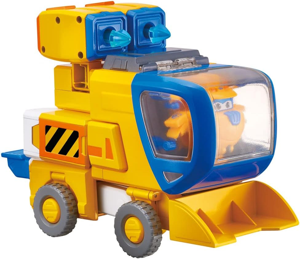 Super Wings EU750322 - Transforming New Robot Suit Donnie, Aprox. 23 cm figurină mare pentru copii, avion de jucărie transformabil și figurină robot, galben Action figures Naty Shop