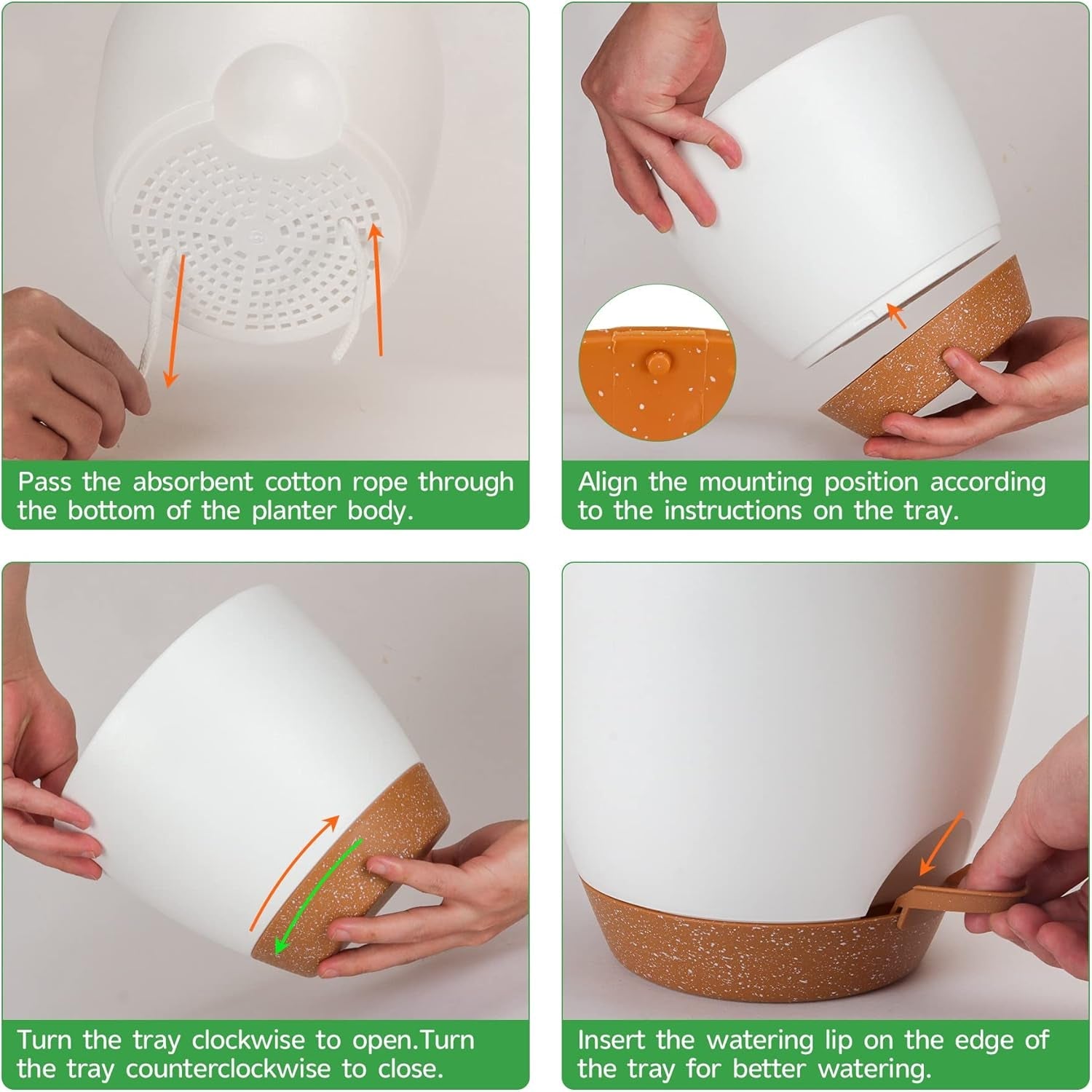 Ghiveci de flori CSYY, set de 7 ghivece de flori din plastic cu sistem de udare, 20,3/19/17,7/16,5/15,2/14/12,7 cm, ghiveci cu auto-udare și farfurie, pentru interior și exterior