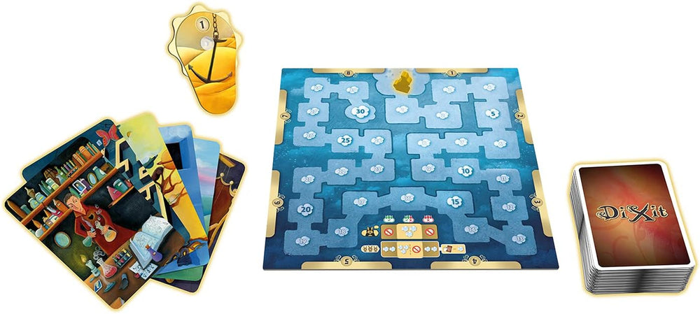 Asmodee, Dixit, versiune germană, joc de bază, O imagine valorează cât o mie de cuvinte, joc creativ de familie pentru 3-8 jucători cu vârsta de 8 ani și peste, Jocul anului 2010 cu o durată de joc de 30 de minute
