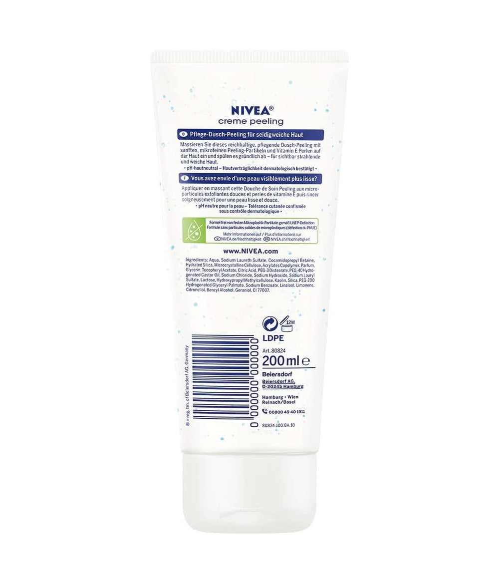 NIVEA Creme Peeling, exfoliant de corp hrănitor cu particule fine și vitamina E, 200 ml Duș și baie Naty Shop