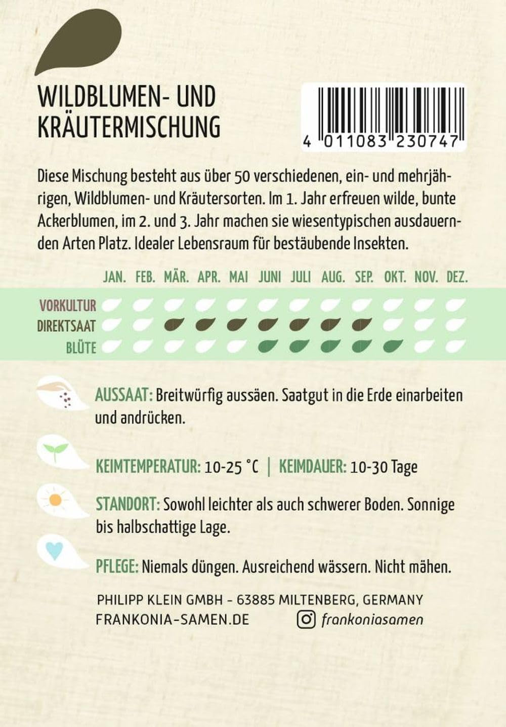 Wildblumen- Und Kräutermischung Blumenmischung Blumen-Samen Rasen Saatgut