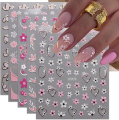 JMEOWIO Nagelsticker Blume 9 Blatt Nail Art Sticker Selbstklebend Nagelaufkleber Frühling Sommer Floral Dekoration Nageldesign Zubehör