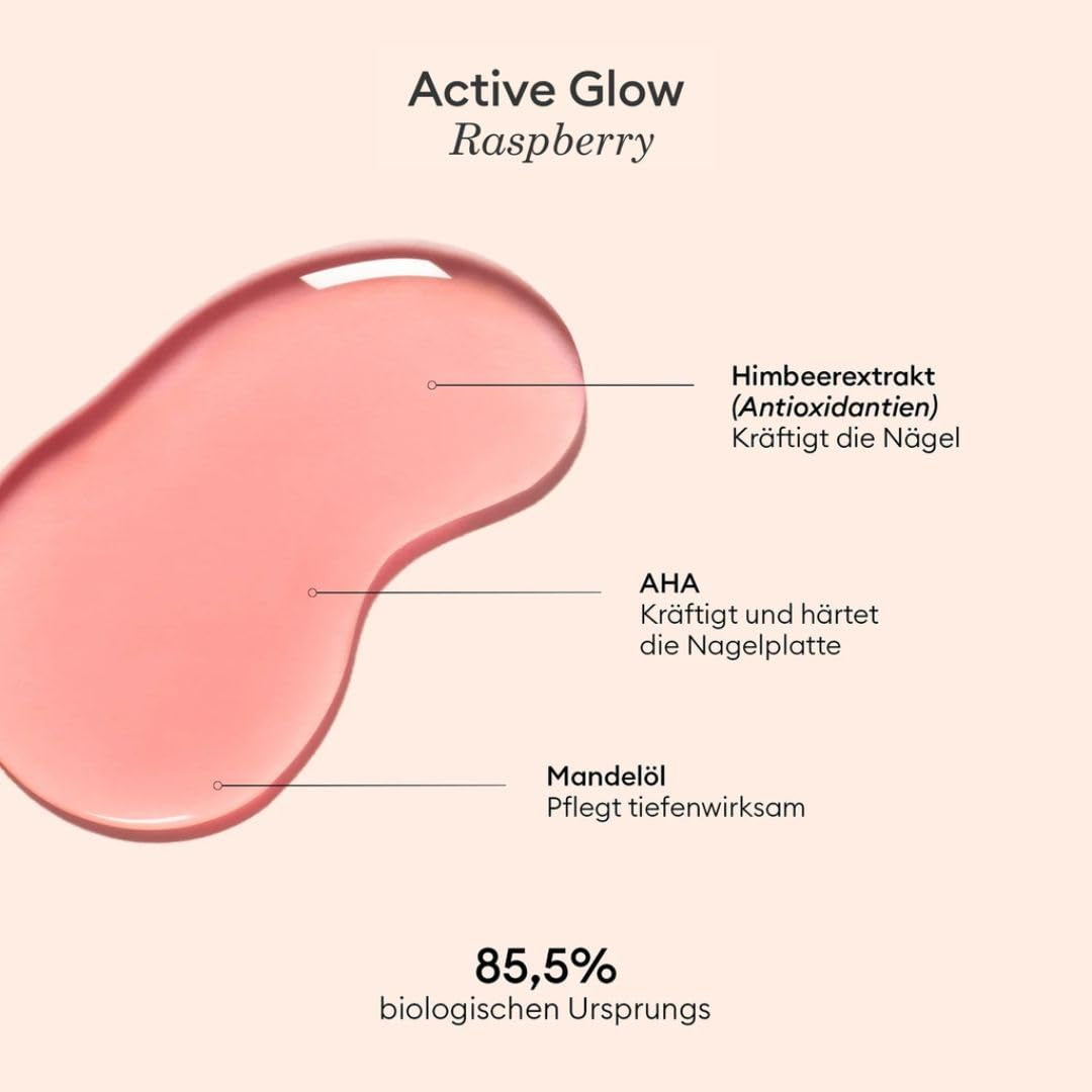 MANUCUIST Îngrijire Oja Repair Active Glow Raspberry (Roz) Bio-Based: Migdale dulci, Zmeură, Oja Hrănitoare și Lucioasă, Efect Roz Transparent - Oja Nude