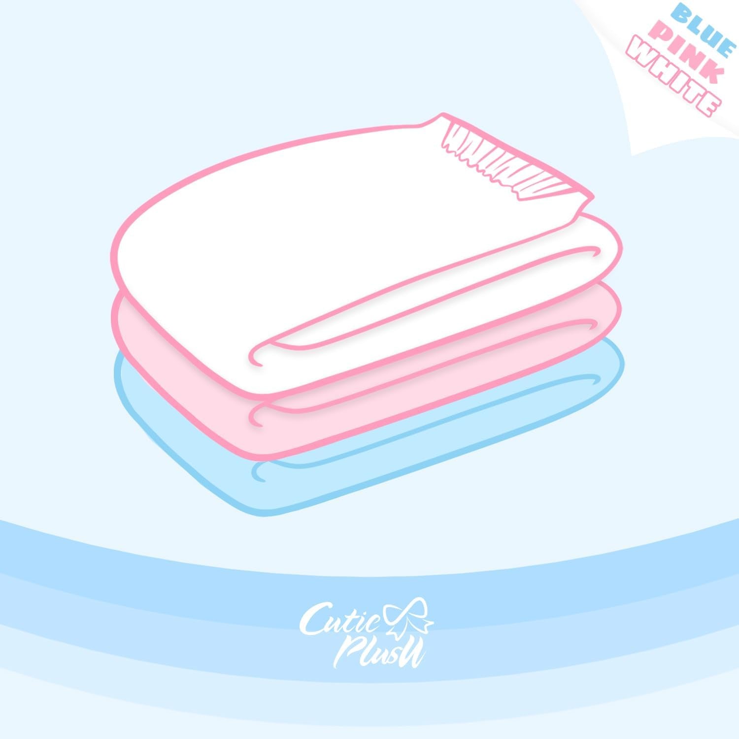 Scutece pentru adulți CutiePlusU, suprafață uscată, absorbție maximă peste noapte, scutec de incontinență de unică folosință – albastru, roz, alb, 3 bucăți (medii 71-96 cm)