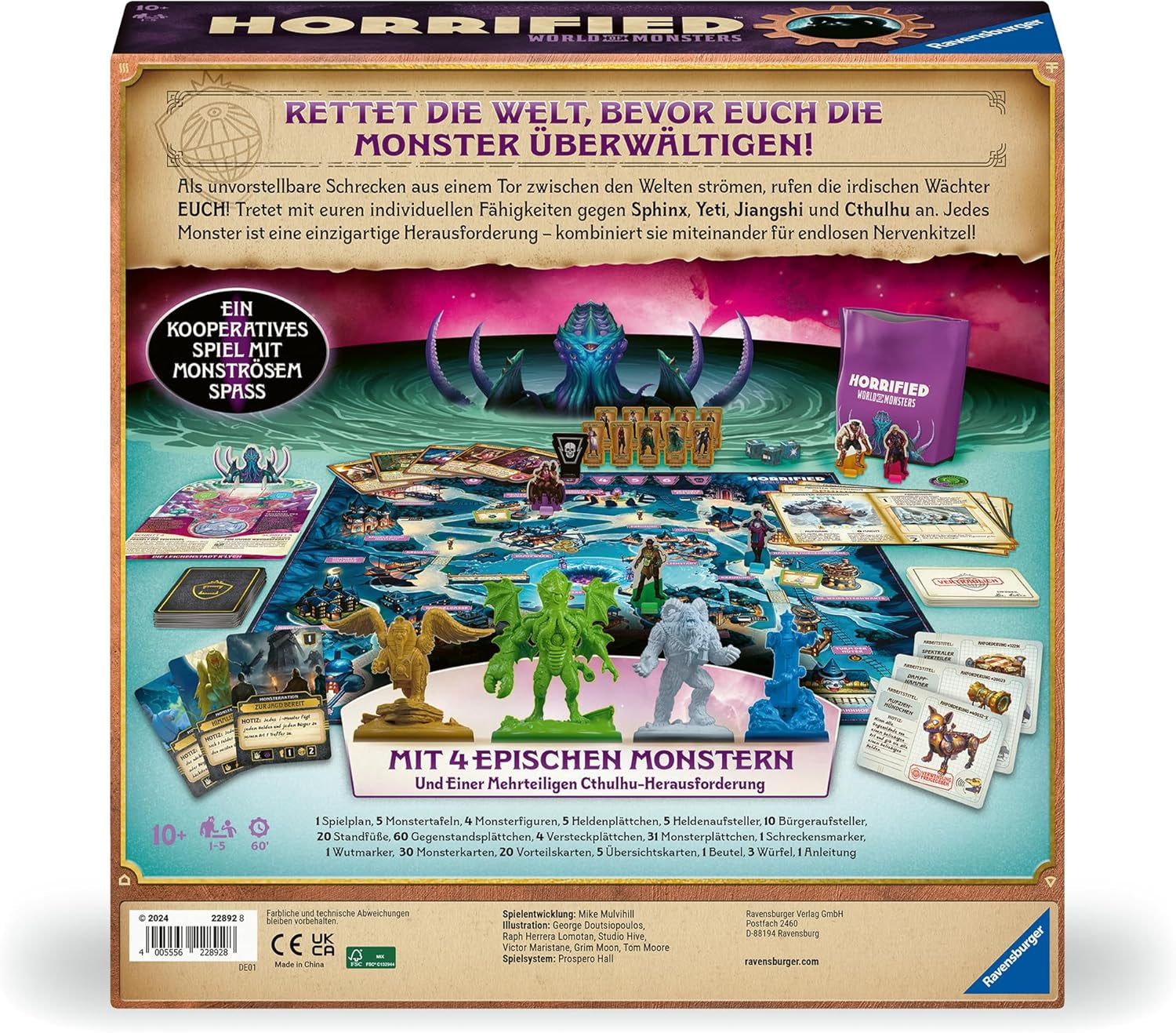Ravensburger 22892 - Horrified: Lumea Monștrilor - Joc de societate cooperativ și captivant pentru vârste de 10 ani și peste, pentru seri de jocuri cu prietenii sau familia, pentru 1-5 fani Horrified