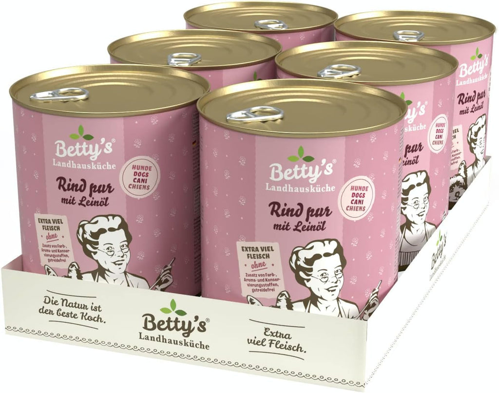 Betty'S Landhausküche cutie de hrană umedă pentru pisici, Fără cereale, Cea mai bună calitate, Carne de înaltă calitate, Gently cooked, Potrivit pentru toate rasele de pisici, Pui și fazan cu ulei de borangic 6 X 200 G
