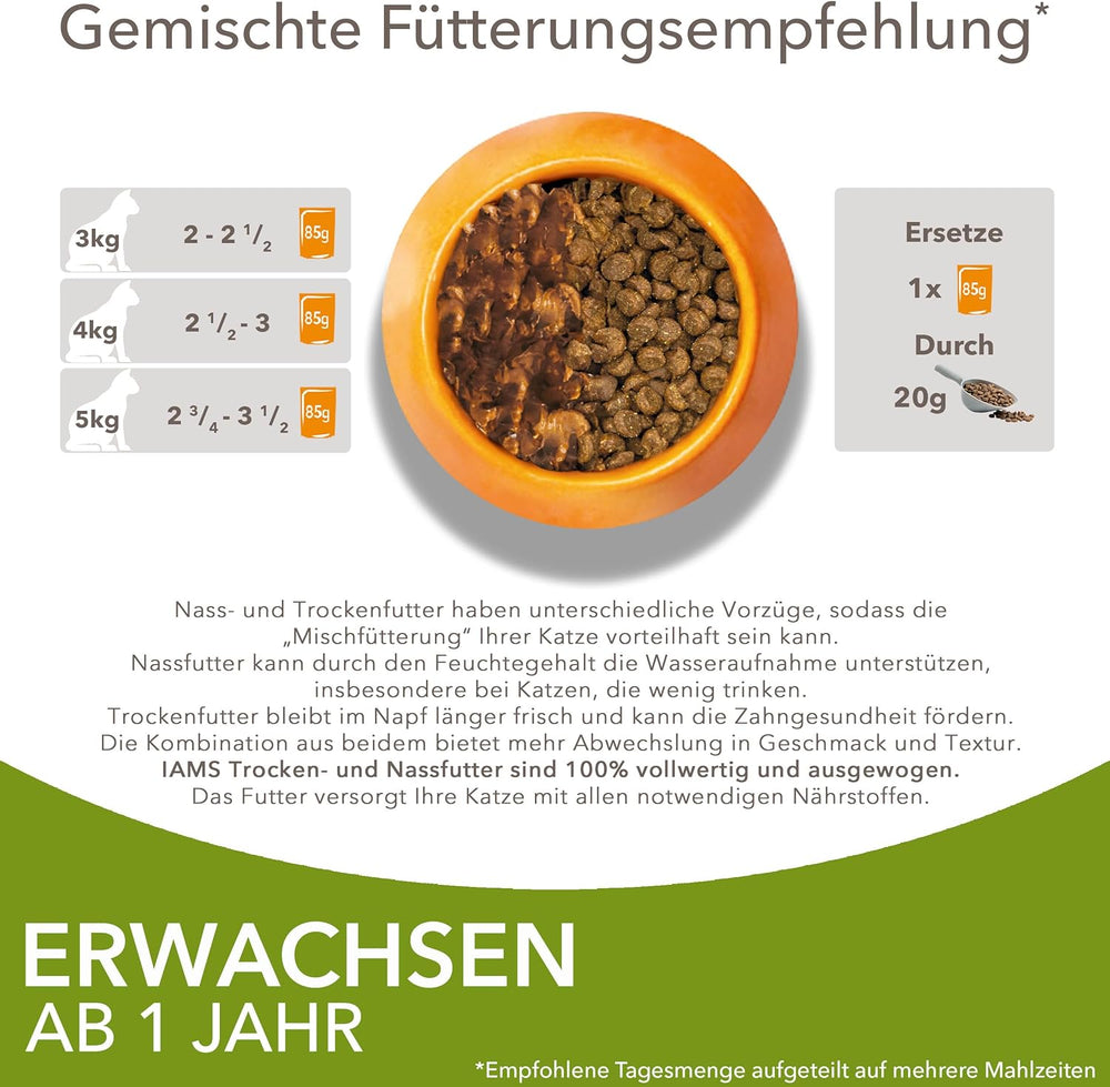 IAMS Delights Land Collection Hrană umedă pentru pisici - Pachet multiplu cu varietăți de carne (miel, vită, pui și curcan) în sos, hrană umedă pentru pisici de la 1 an, 12 x 85g