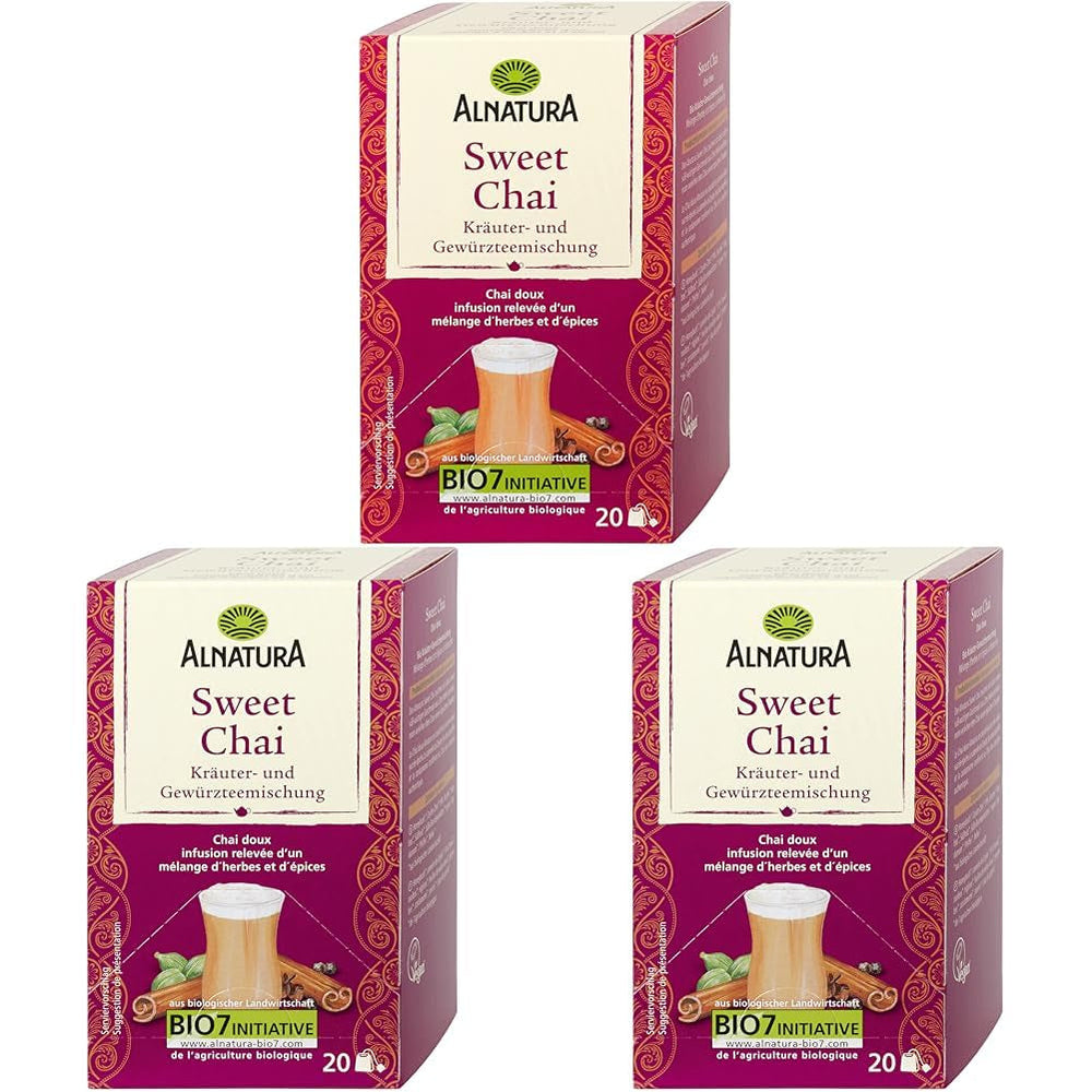 Ceai organic Sweet Chai, 20 pliculețe, 40 g (pachet de 3)