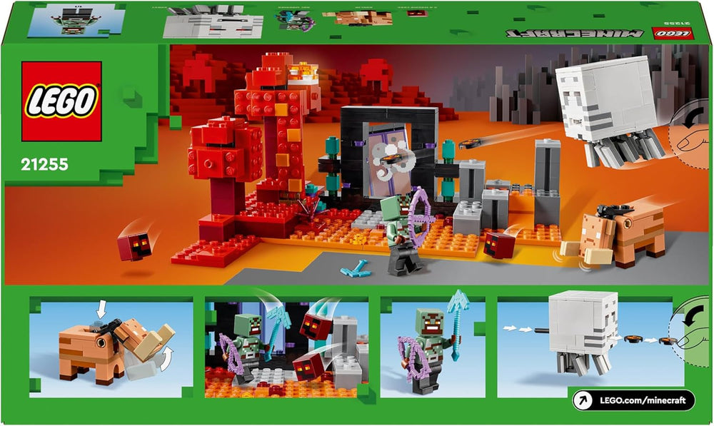 LEGO Minecraft Ambush la portalul Nether, jucărie de jocuri în Nether pentru copii cu scene de luptă și figuri legendare, inclusiv Ghast, cadou pentru băieți și fete gamer de la 8 ani 21255 Seturi de constructie Besuche den LEGO-Store