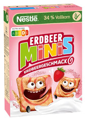 Nestlé Strawberry Minis, Cereale integrale cu aromă de căpșuni, pachet de 7 (7x375g)
