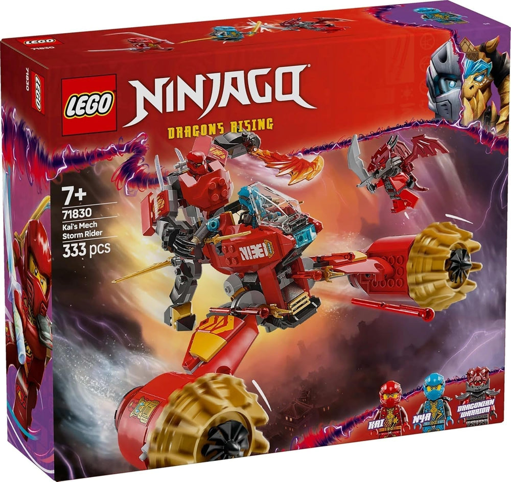 LEGO NINJAGO Kai's Storm Rider Mech - Jucărie motocicletă zburătoare cu 3 minifigurine - Mech cu cap, brațe și picioare mobile - Jucărie de construit - Cadou pentru băieți și fete cu vârsta de 7+ 71830 Seturi de constructie Besuche den LEGO-Store