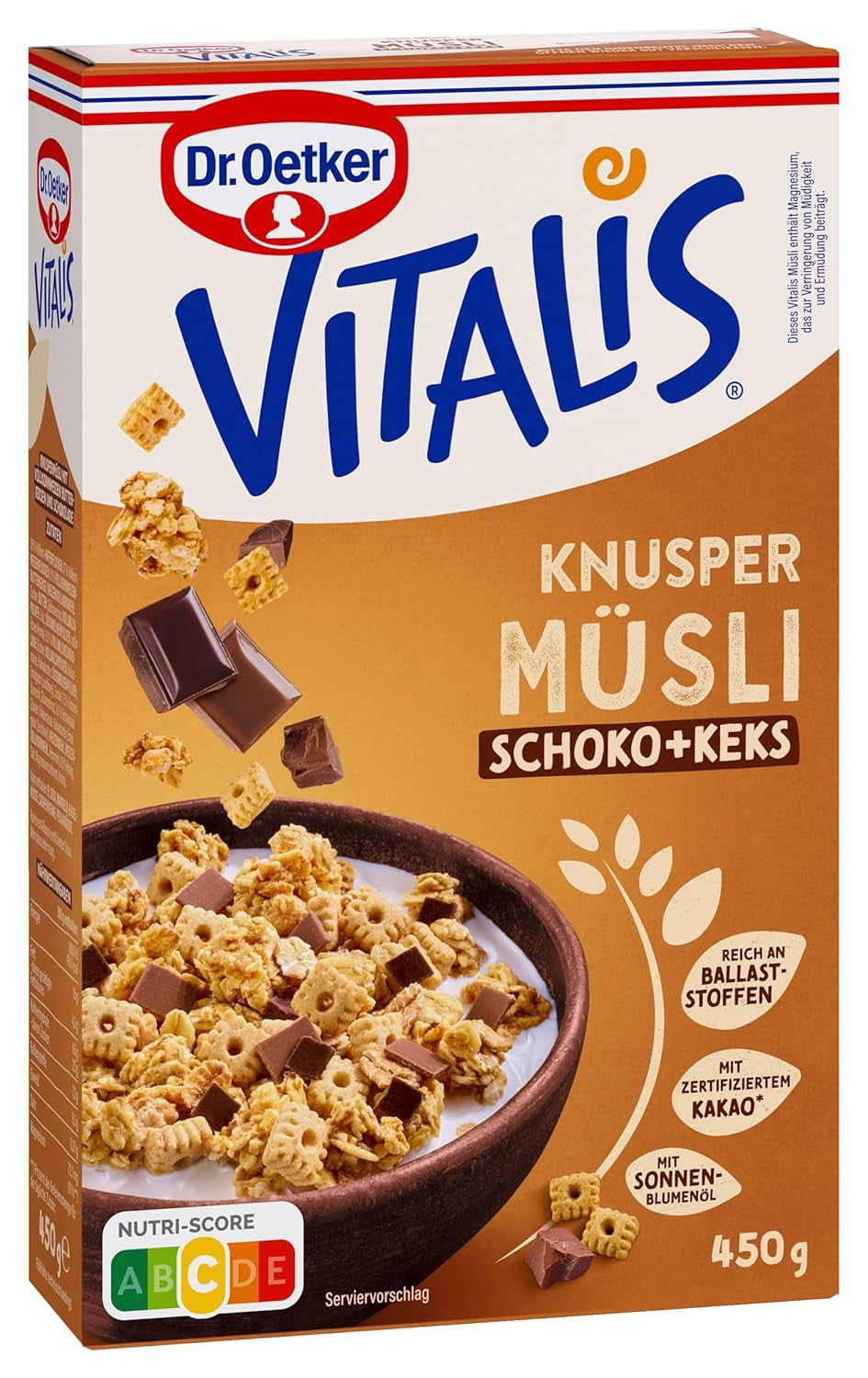 Dr. Oetker Vitalis Crunchy Flakes: Musli crocant cu fulgi de porumb și bucăți de migdale, pachet de 5 (5 x 600g)