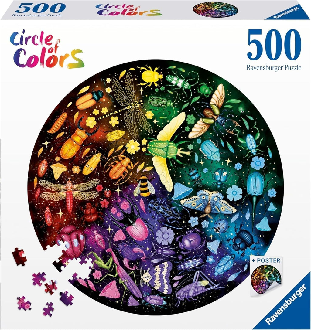 Ravensburger - Puzzle pentru adulți - Puzzle rotund cu 500 de piese - Potrivit de la 12 ani - Insecte (roată colorată) - Puzzle fabricat în Europa - 12000820 Puzzle Naty Shop