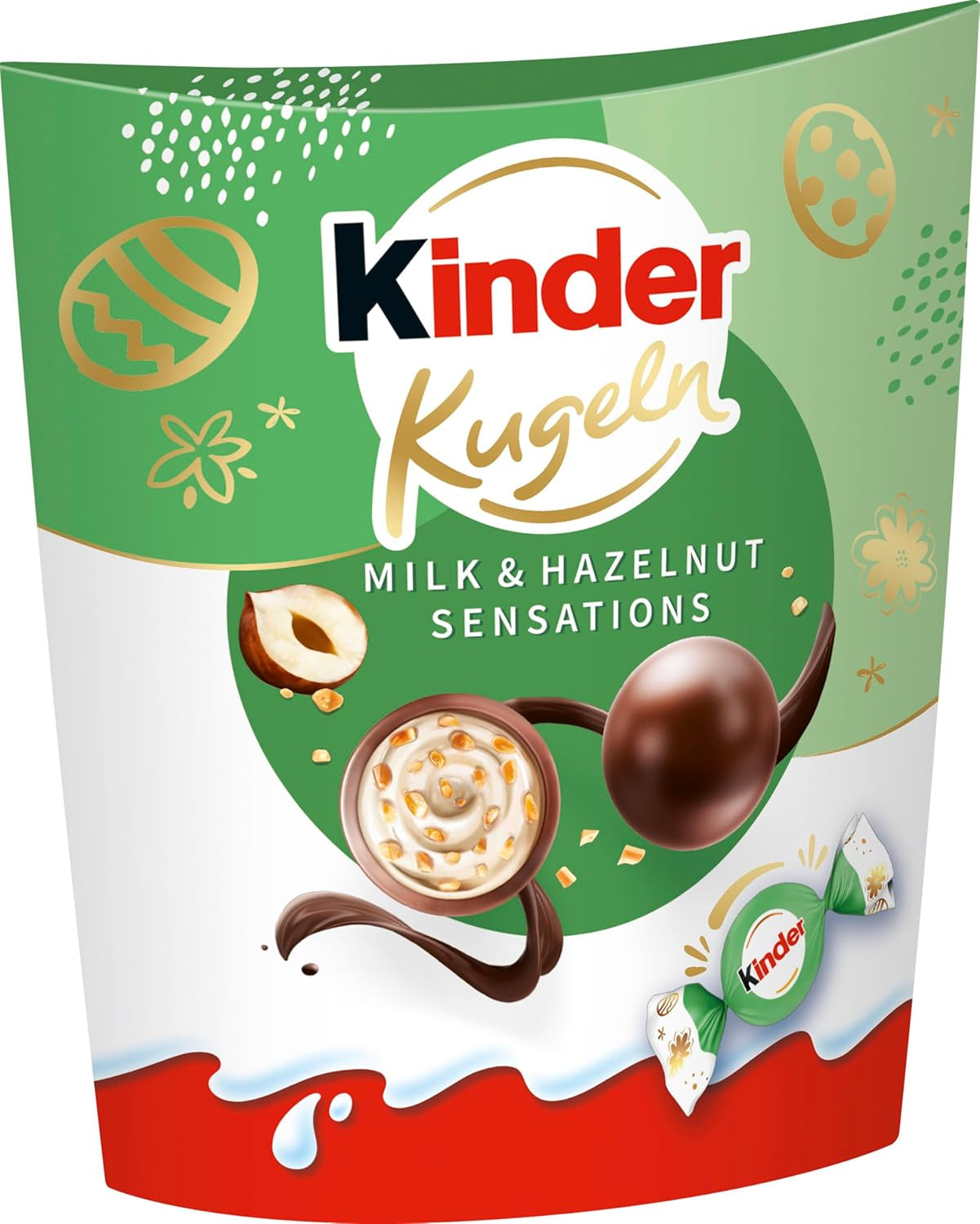 Bile Kinder Milk & Hazelnut Sensations 90g – Bile de ciocolată cu lapte cu umplutură cremoasă de lapte și bucăți de alune – Ciocolată de Paște, dulciuri de Paște – Cadou și suvenir de Paște