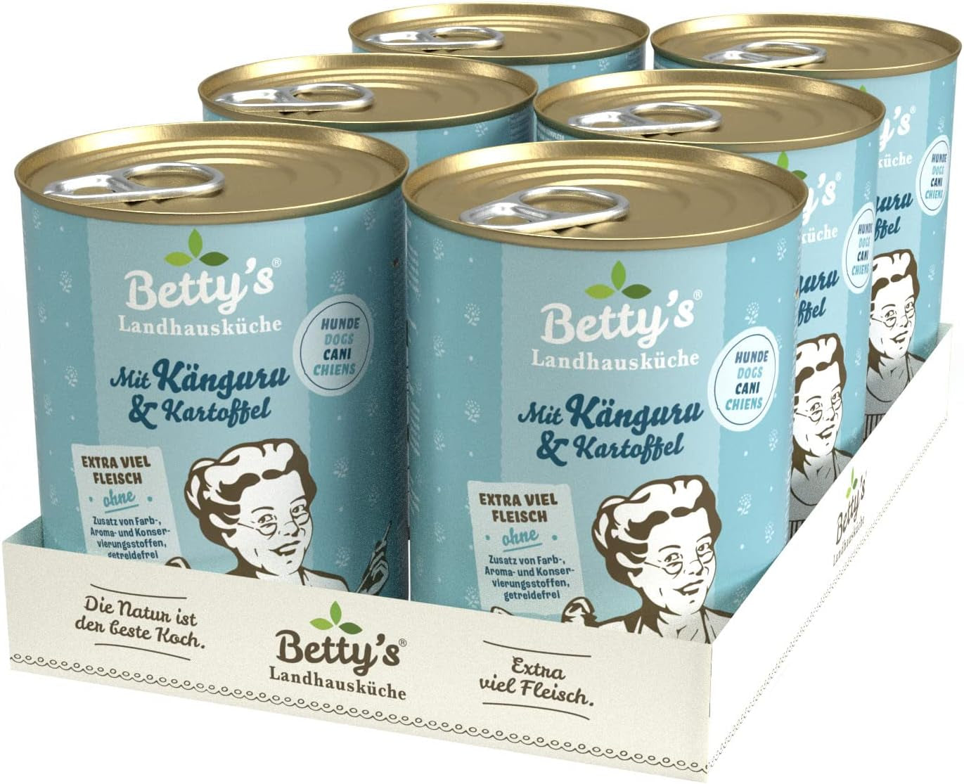Betty'S Landhausküche cutie de hrană umedă pentru pisici, Fără cereale, Cea mai bună calitate, Carne de înaltă calitate, Gently cooked, Potrivit pentru toate rasele de pisici, Pui și fazan cu ulei de borangic 6 X 200 G