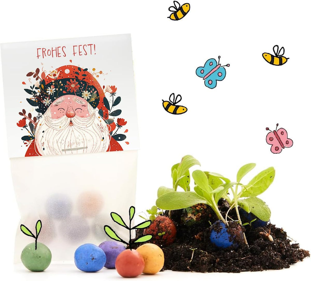 10 X Blumenmurmeln "Frohes Fest" | Kleines Geschenk & Nachhaltiges Mitgebsel Zu Weihnachten | Saatbomben Für Kollegen, Gäste & Kinder | Kleinigkeit Zum Advent, Adventskalender-Füllung Oder Nikolaus