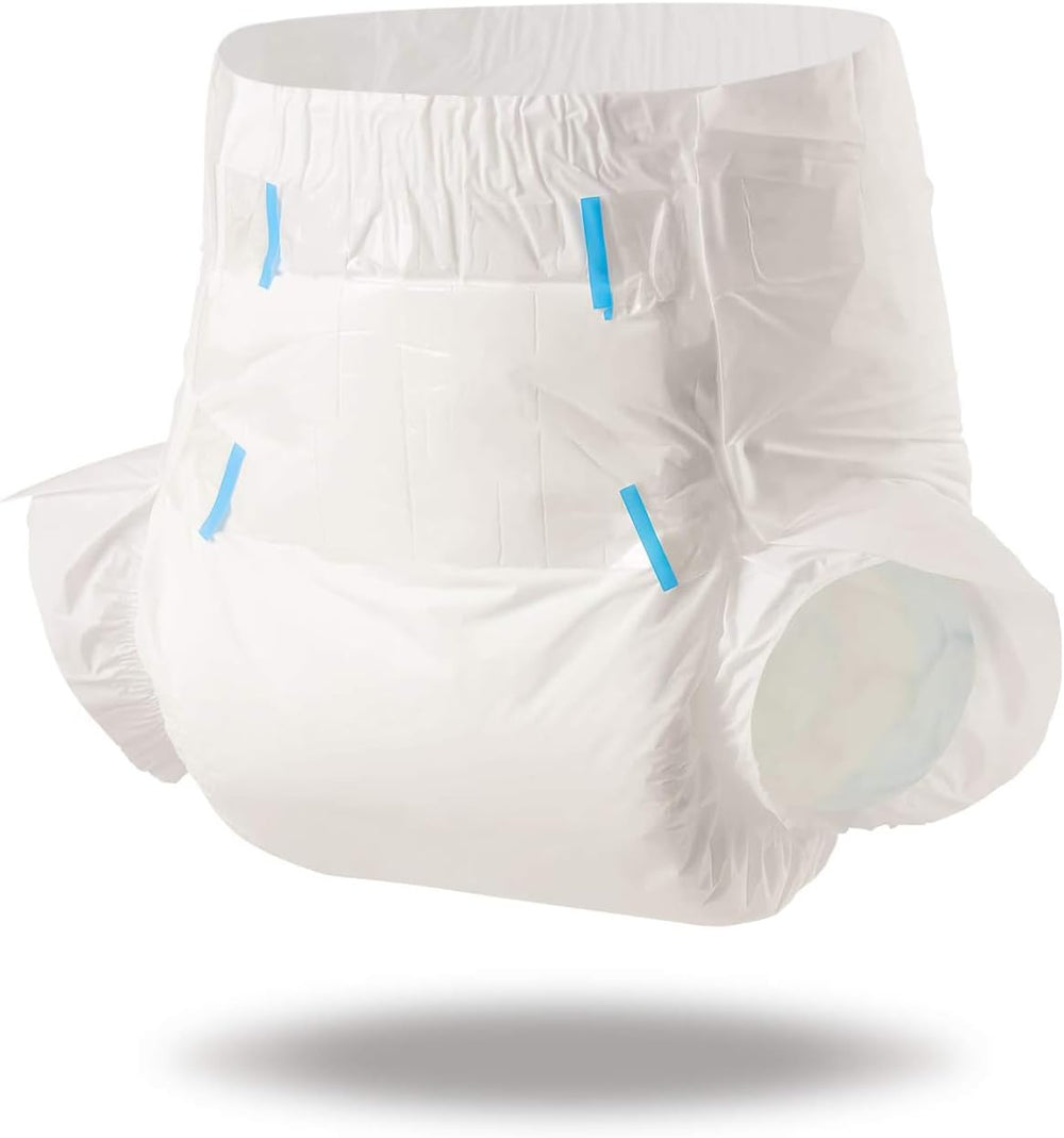 Scutece pentru adulți CutiePlusU, suprafață uscată, absorbție maximă peste noapte, scutec de incontinență de unică folosință – albastru, roz, alb, 3 bucăți (medii 71-96 cm)