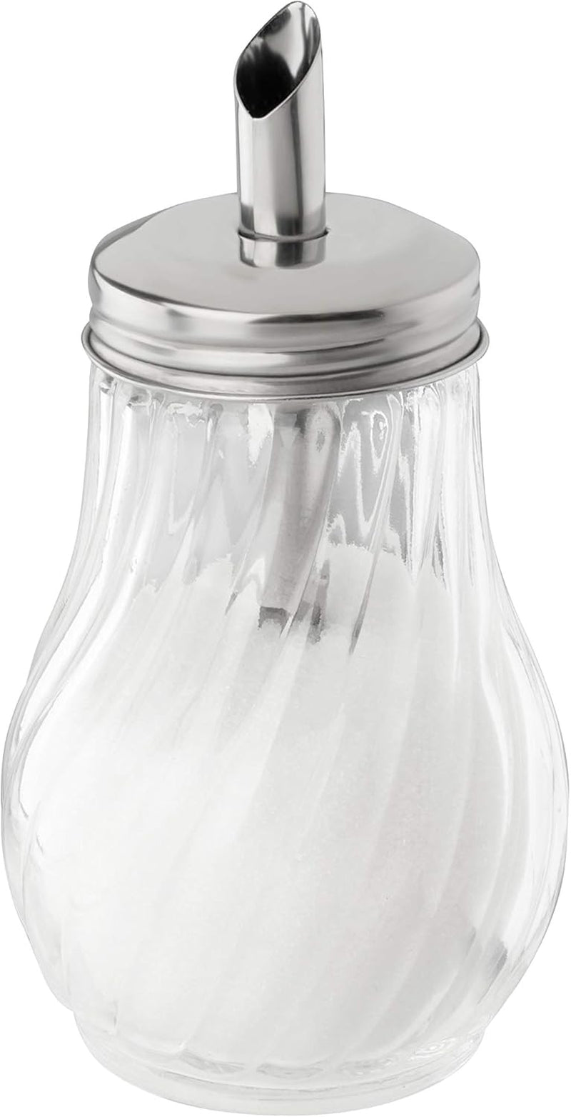 Dozator de zahăr FMprofessional 280 ml FLEURETTE, recipient de sticlă, recipient pentru dozare ușoară, recipient pentru diverse ocazii, recipient de înaltă calitate (culoare: argintiu), cantitate: 1 bucată