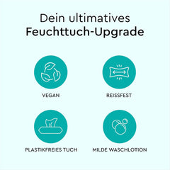 Șervețele umede LILLYDOO, 50 de bucăți, 100% fără plastic, șervețel extra mare, fără parfum