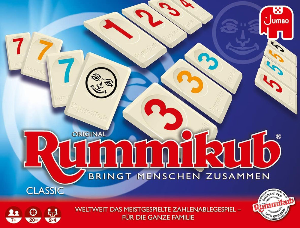 Jumbo Spiele Original Rummikub Classic - der Spieleklassiker unter den Gesellschaftsspielen - für Erwachsene und Kinder ab 7 Jahren JUM17571 Mehrfarbig 2,7 x 3,7 cm