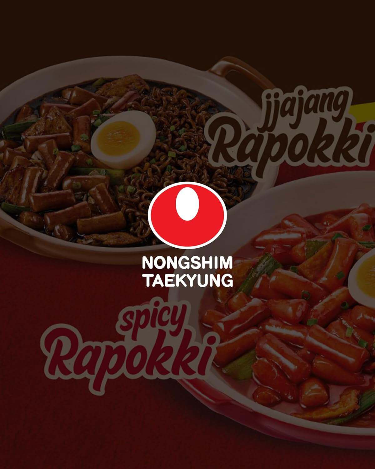 NONGSHIM Rapokki (Jjajang, 400 ml) – mâncare stradală coreeană autentică, ramen și turte de orez, fasole neagră; rapid și ușor de preparat, gata în 4 minute