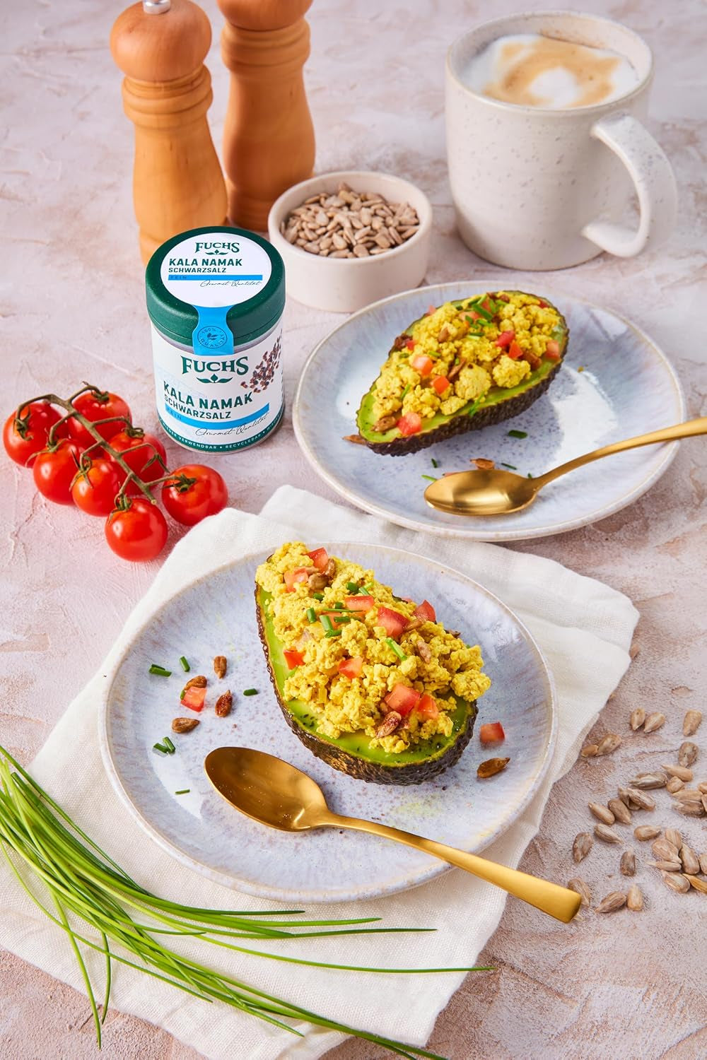 Fuchs Gewürze - Kala Namak - Schwarzsalz - Gewürzsalz für veganes Rührei - natürliche Zutaten - 100 g in wiederverwendbarer, recyclebarer Dose