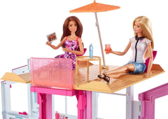 Barbie House Dream Villa, casă de oraș cu 3 etaje și 5 camere, inclusiv accesorii precum mobilier, pliabilă și depozitabilă, jucării de la 3 ani, DLY32 Casute de papusi Naty Shop