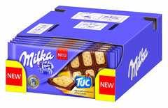 Biscuiți TUC 1 x 87g | Ciocolată cu lapte alpină | cu mini biscuiți cu sare | Ciocolată făcută din 100% lapte alpin | Baton de ciocolată (Pachet de 5)