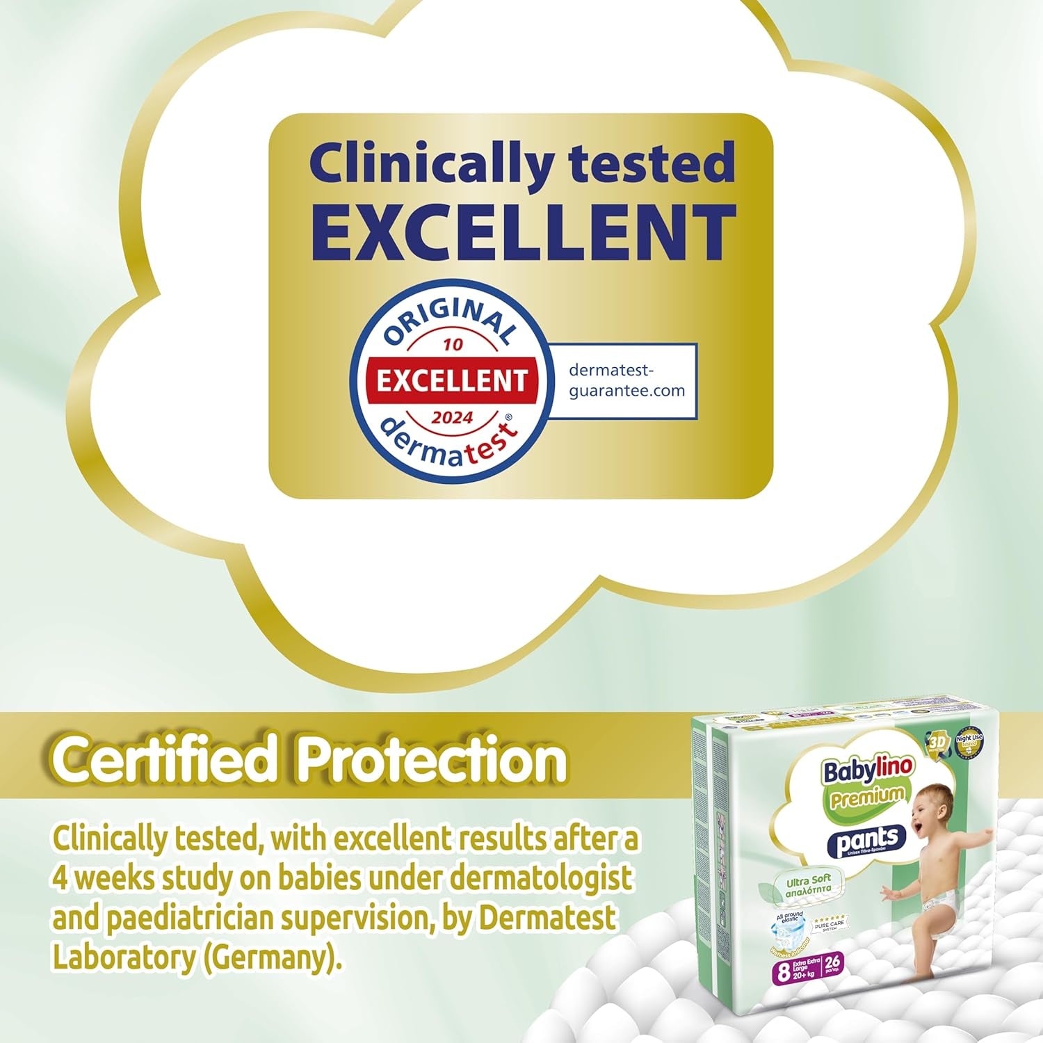 Pantaloni Premium Mărimea 8 cu Filtru Ultra-Moale, XXL (20+ kg), 104 bucăți