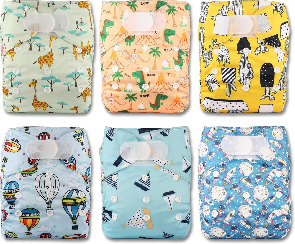 Scutec reutilizabil Littles and Bloomz FLV2-0602, sistem de închidere standard cu cârlig și buclă, 6 scutece