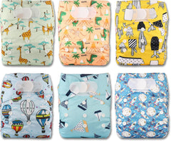 Scutec reutilizabil Littles and Bloomz FLV2-0602, sistem de închidere standard cu cârlig și buclă, 6 scutece