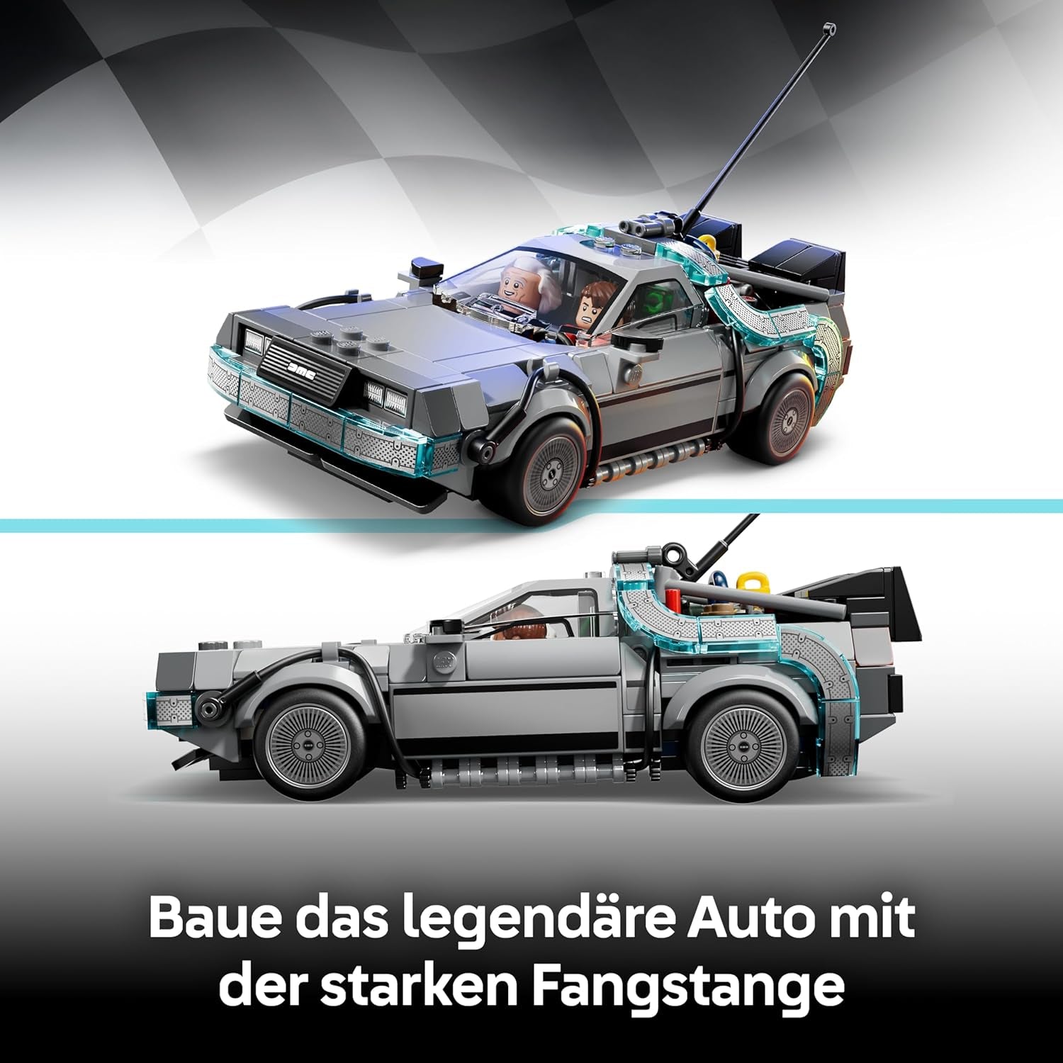 LEGO Speed Champions Zeitmaschine aus Zurück in die Zukunft - Kinder Spielzeug mit Automodell und 2 Minifiguren - Marty McFly und Doc Brown - Kreatives Geschenk für Kinder ab 9 Jahren - 77256