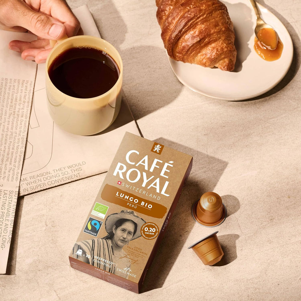 Café Royal Peru Lungo Bio – Nespresso®-kompatible Kaffeekapseln, 100% Arabica aus Peru, cremig, Intensität 5/12, Fairtrade, 100 Kapseln