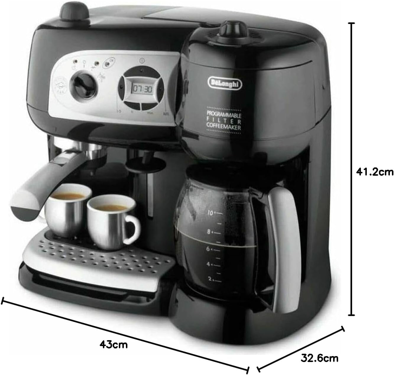 De'Longhi BCO264.1 Espressor și aparat de cafea într-unul singur, cu pompă, negru, 38 x 24 x 35 cm