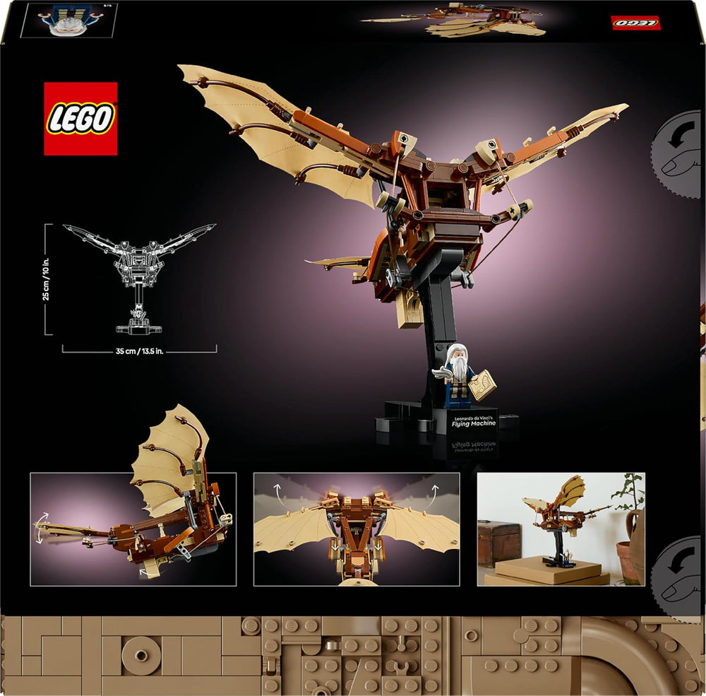 LEGO Icons Leonardo da Vincis Fluggerät mit schlagenden Flügeln - Inklusive Minifigur & Ständer - Bauset für Erwachsene - Deko-Set für Zuhause - Geschenkidee - 10363