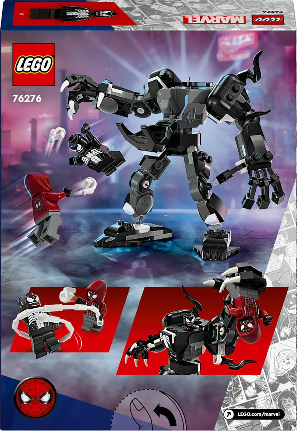 LEGO Marvel Venom Mech Vs. Miles Morales, Figuri de acțiune mobile pentru copii, Set Spider-Man cu mini-figurine pentru dueluri de supereroi, cadou de jucărie pentru băieți și fete de la 6 ani 76276 Seturi de constructie Besuche den LEGO-Store