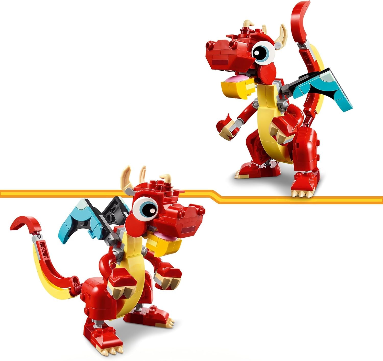 LEGO Creator 3in1 Red Dragon Toy to Fish Figure to Phoenix Bird Model, Animal Figures Set, Gifts for 6 Plus Year Old Boys, Girls and Kids 31145