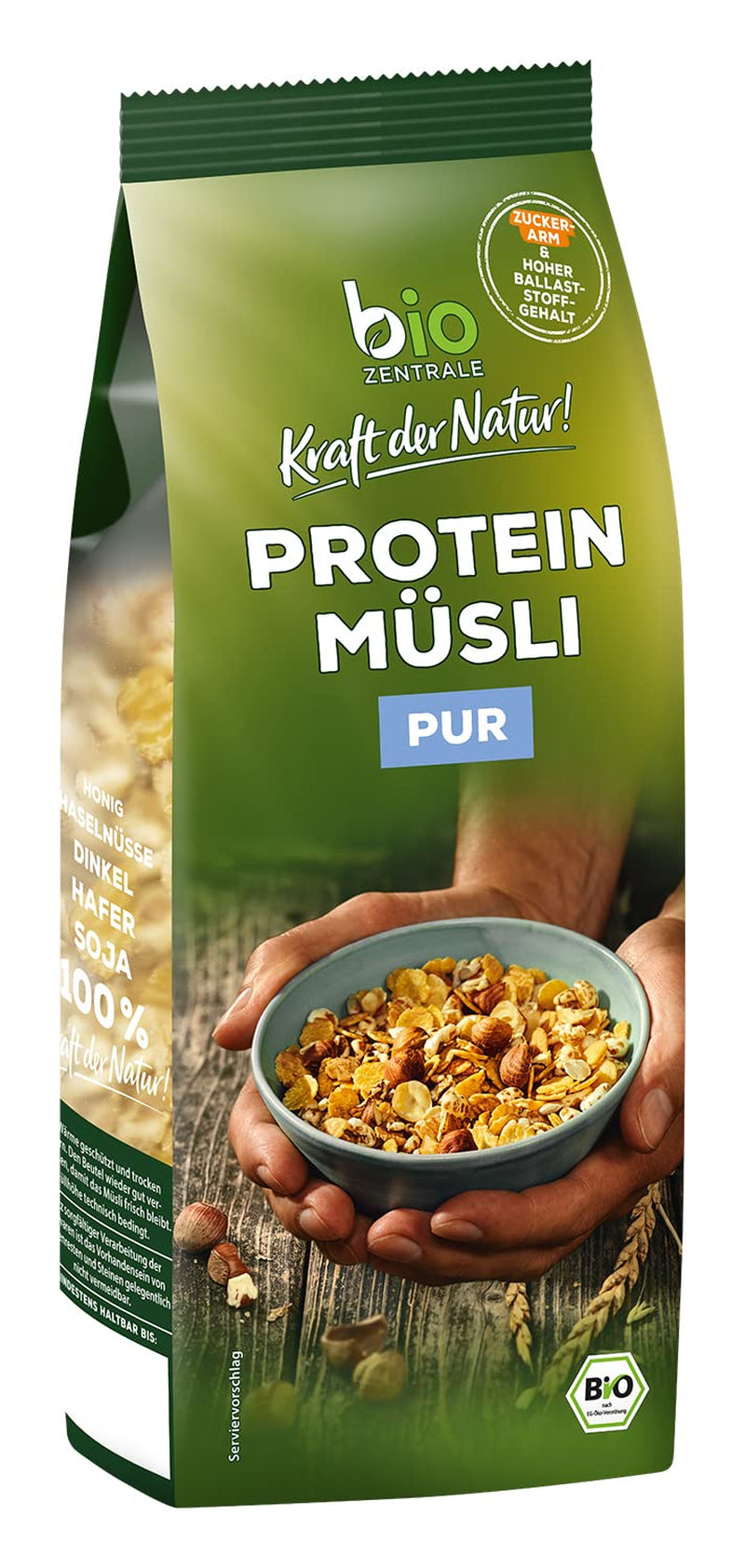 Muesli proteic pur Biozentrale - 375g - Organic cu miere - Ca cereale pentru micul dejun sau ca gustare