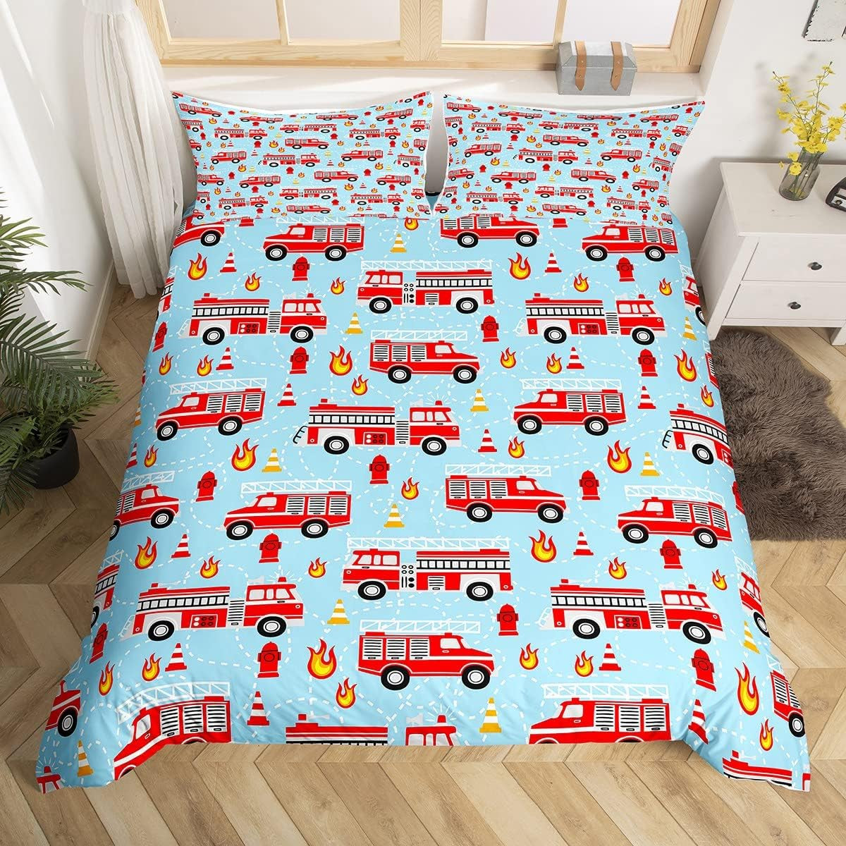 Jungen Cartoon Auto Bettwäsche Set 135X200,Kinder Bau Fahrzeuge Tröster Abdeckung Für Kind Kleinkind Teens,Dinosaurier Bettbezug,Traktor Maschinerie Bagger Bettdecke Abdeckung,Lkw Autos Bettwäsche Naty Shop Multi 14 220*240+80*80*2