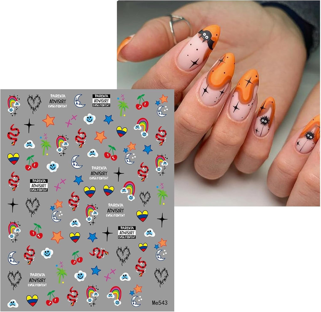 JMEOWIO Nagelsticker Halloween 9 Blatt Nail Art Sticker Selbstklebend Nagelaufkleber Dekoration Nageldesign Zubehör